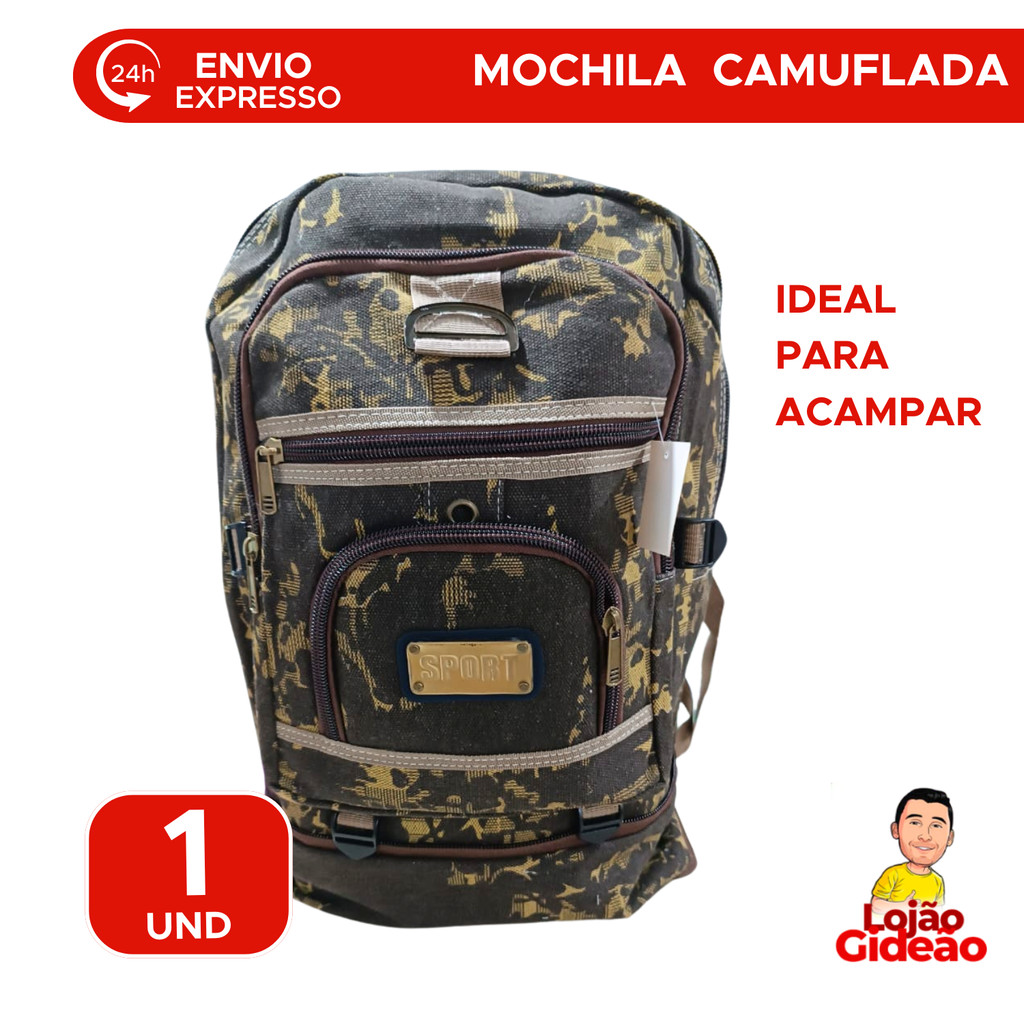 Mochila Camuflada Grande Resistente Casual Acampamento Mochila Com Costura Reforçada