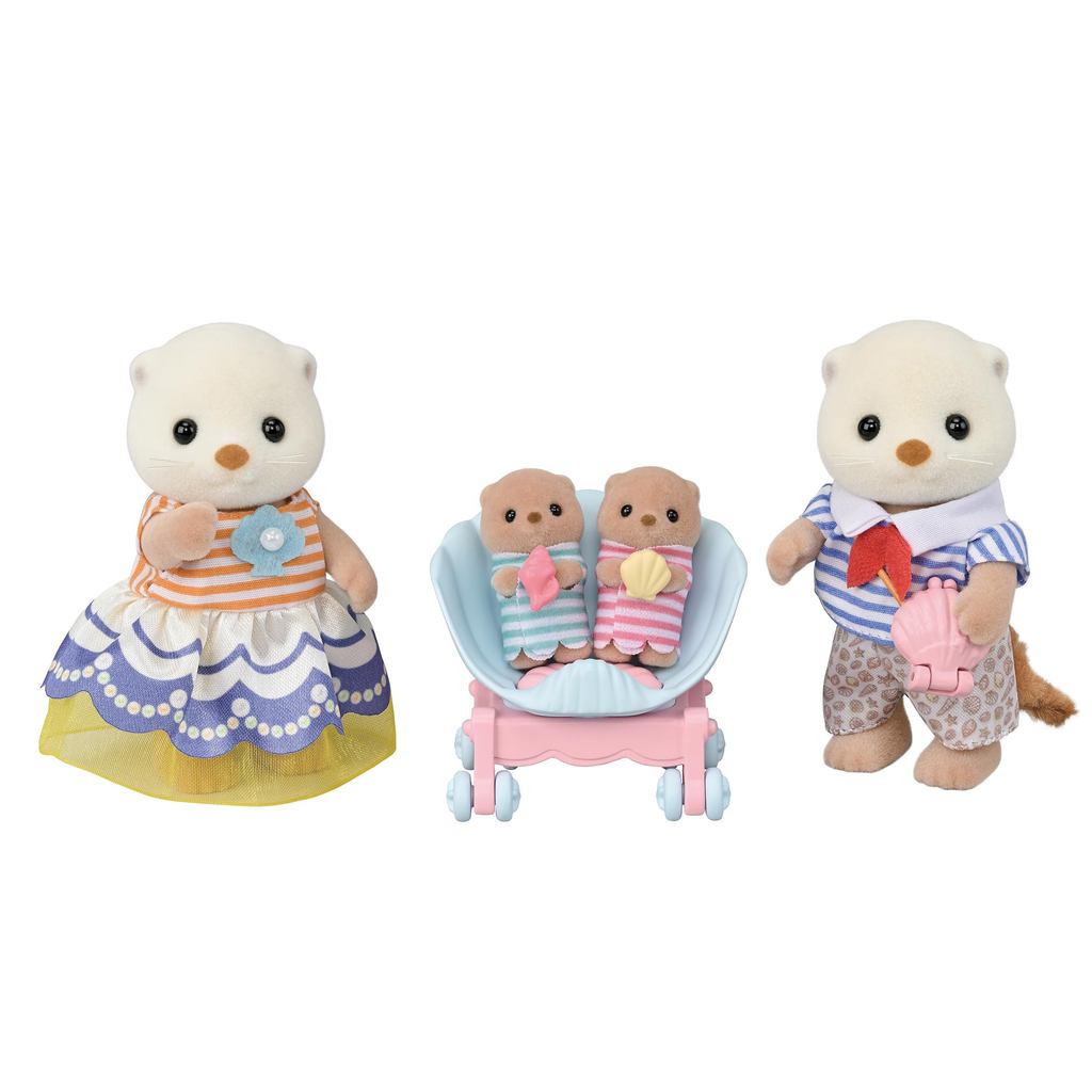 【direto do Japão】 Conjunto de Bonecas Sylvanian Families [Família Lontra] FS-54 Certificado ST Mark, Idade 3+, Casa de