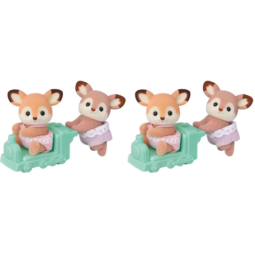 【direto do Japão】 Conjunto de Bonecas Sylvanian Families: Gêmeos Veados (C-71) - Certificado ST Mark - Idade recomendad