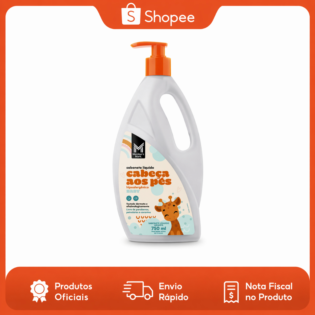 Sabonete Líquido Cabeça aos Pés Hora do Banho Baby Member's Mark 750ml