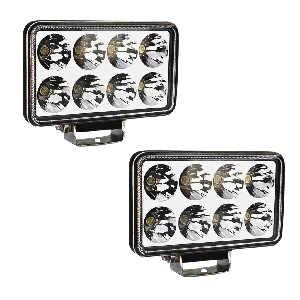 Par 2 Farol Milha Auxiliar Universal 8 Leds 24w Retangular 15x9cm Pickup Caminhão Trator