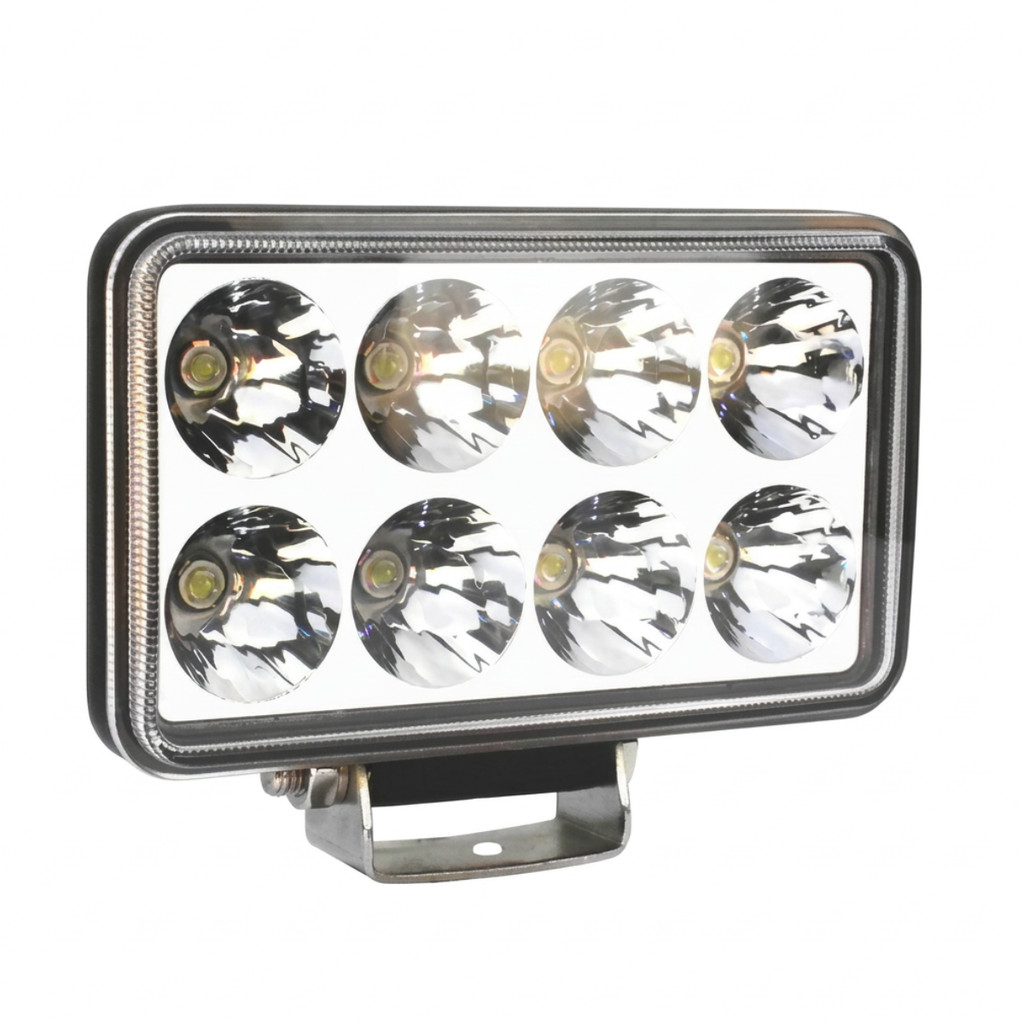 Farol Milha Auxiliar Universal 8 Leds 24w Retangular 15x9cm Trator Caminhão Pickup Empilhadeira