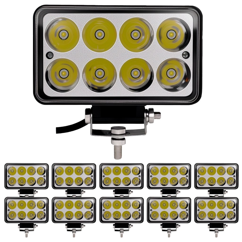Kit 10 Farol De Milha 24w 8 Leds 12v 24v Carro Jeep Caminhõe