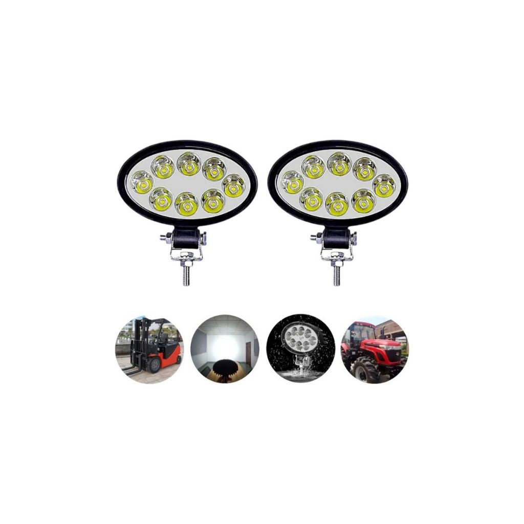Kit2 Farol Milha Auxiliar Oval 8 Led Bivolt 24w Off Road 4x4