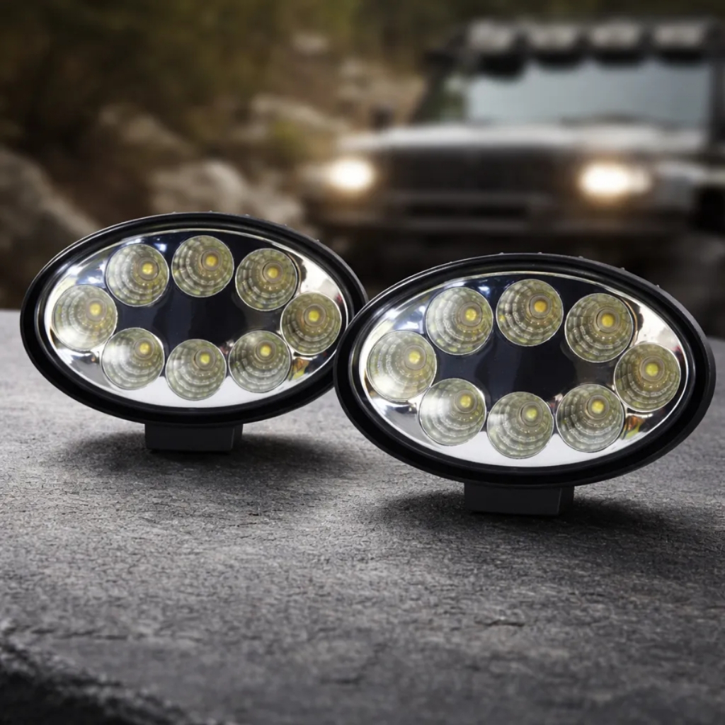 Par Farol De Milha Led 12v 24v 24w 8 Led Oval Off-road