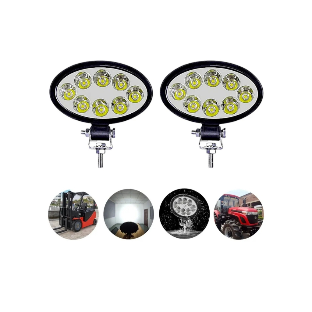 Kit2 Farol Milha Auxiliar Oval 8 Led Bivolt 24w Off Road 4x4