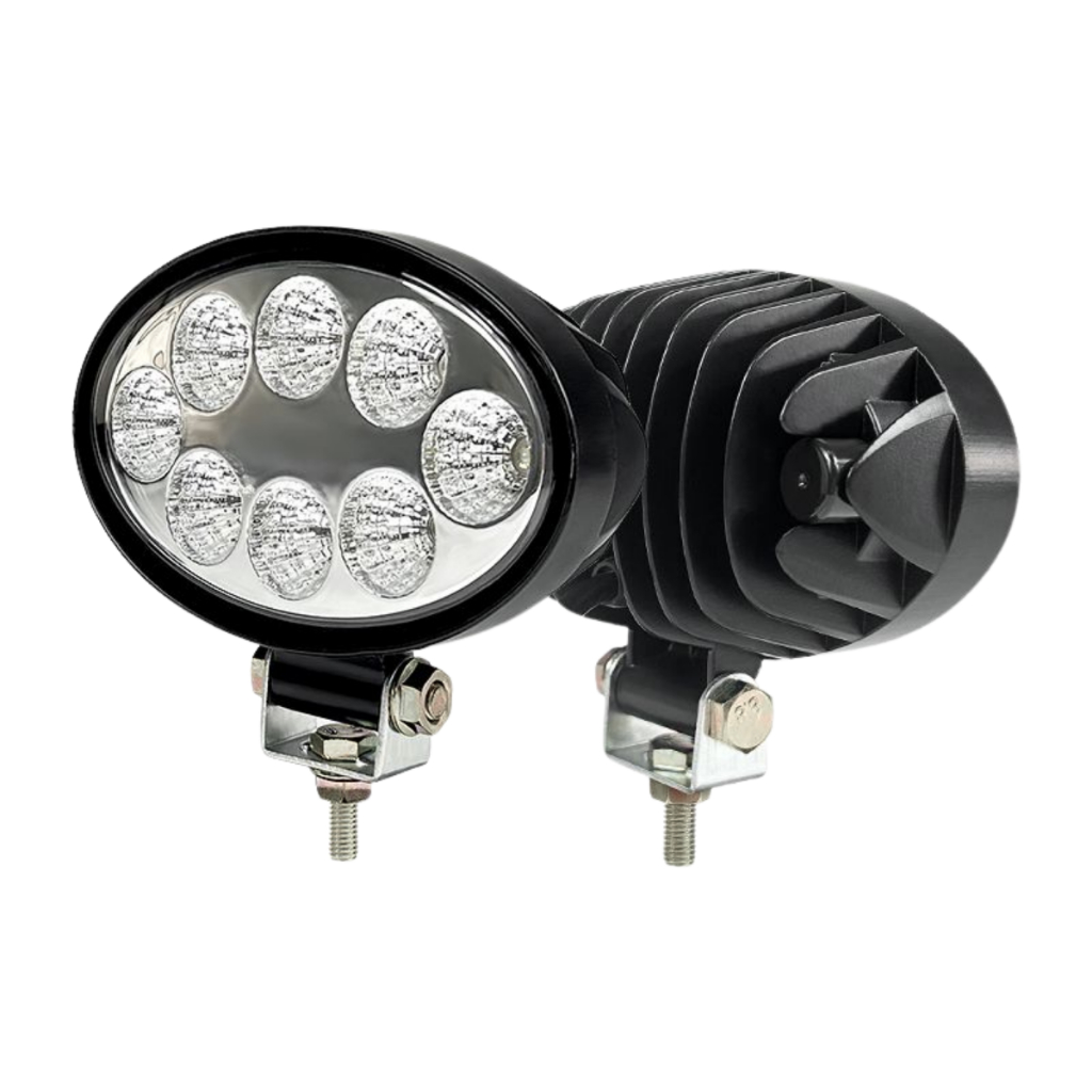 kit 2 Farol De Milha Oval 8 Led 24w 12v/24v 6000k Azul Trator Colheitadeira Jeep