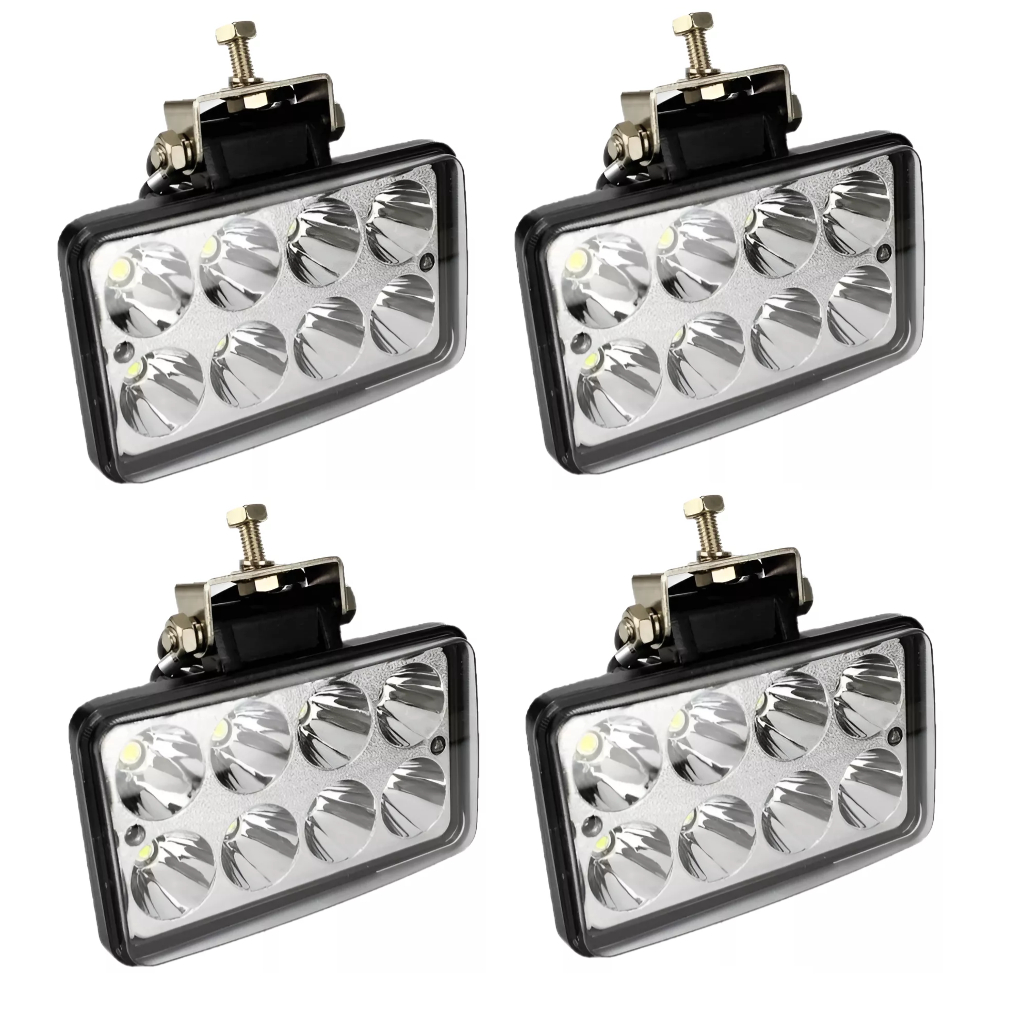 Kit 04 Milhas Universal Troller Jeep Off-Road 8 leds 24w
