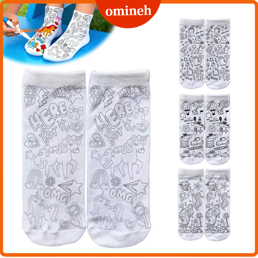 Soft Stretchy Diy Clothing Fabric Markers Drawing Kit Color Your Own Socks for Kids Adults – Doodle Line Art Patterns