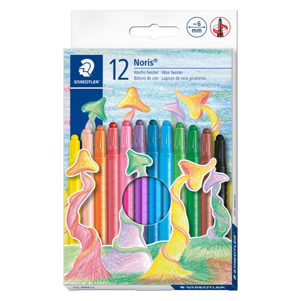 STAEDTLER Noris 221 Wax Twister Lápis De Cor 12 Cores 1 Conjunto Twist-Up Kids Drawing Art Coloring Supplies