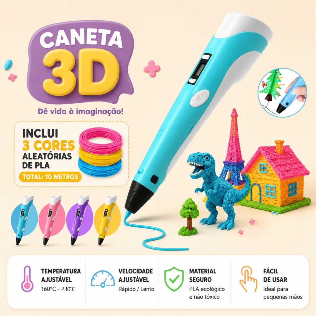 Free 3D Magic Printing Pen 10M DIY PLA Filament Drawing Toy Birthday Gift Kid ABS