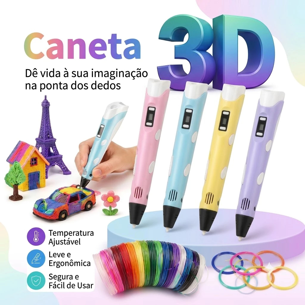 Free 3D Magic Printing Pen 10M DIY PLA Filament Screen Drawing Toy Birthday Gift Kid ABS
