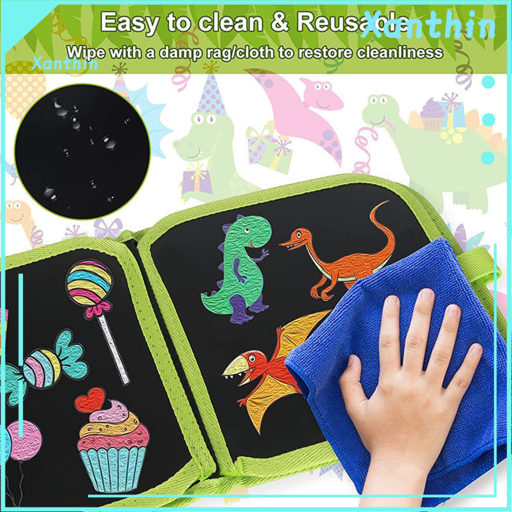 Kids Drawing Book Diy Painting Erasable Graffiti with 12 Watercolor Pens – 14 Pages Educational Doodle Toy for Toddler