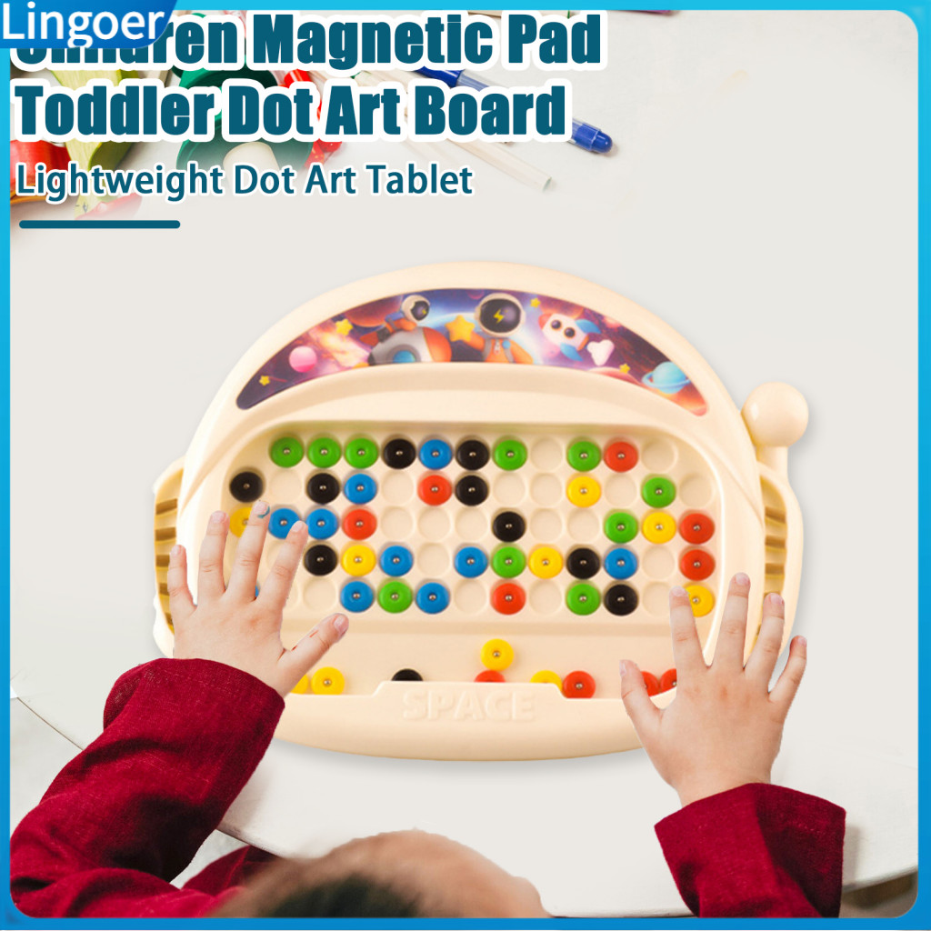 1 Set Magnetic Drawing Board with 50 Colorful Beads Pens Diy Dot Art Doodle Pad Toy for Kids Toddlers Boys Girls Early E