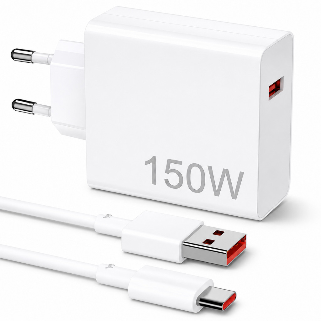 Kit Carregador Turbo 150W + Cabo Tipo-C Carga Rápida Universal Xiaomi Redmi Note E Poco X7 Android