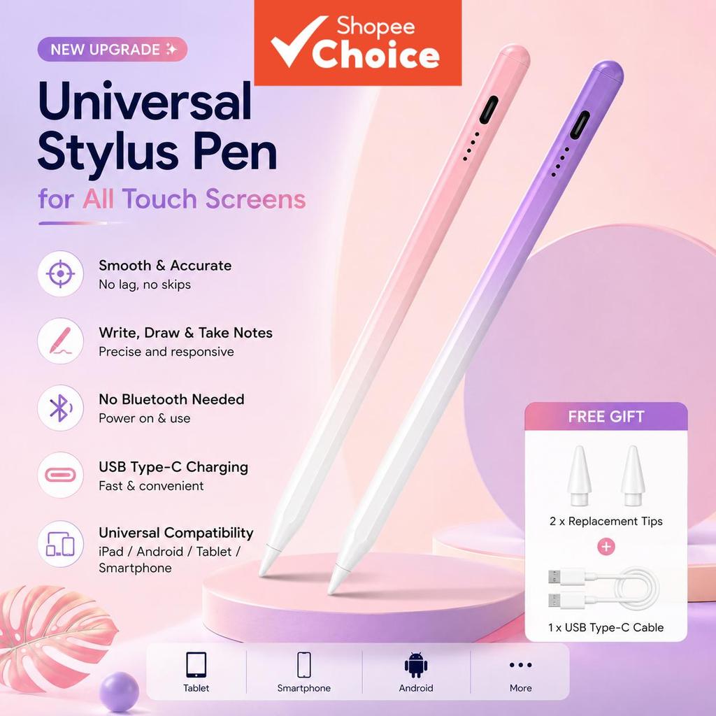 Caneta Stylus Universal para Android e iOS, otimizada, toque estável, sem desconexão, projetada para Xiaomi, Huawei e