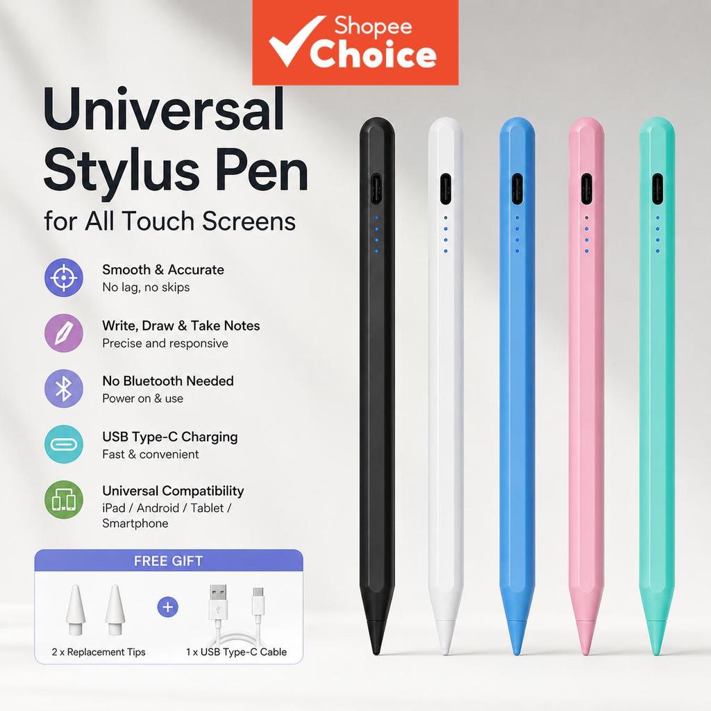 Caneta Stylus Universal para Android e iOS, nova caneta capacitiva atualizada, alta precisão para Xiaomi, Huawei e Honor