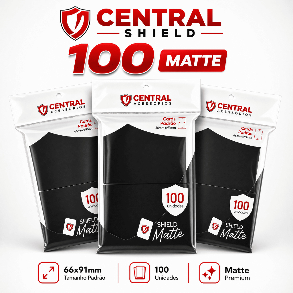 Sleeves Central Shield Matte Preto 100 Un - Magic Pokemon Photocard Kpop One Piece TCG