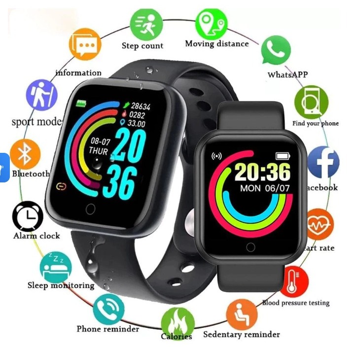 Relógio Smartwatch D20 pro coloca foto na tela controle de musicas Bluetooth USB com Monitor