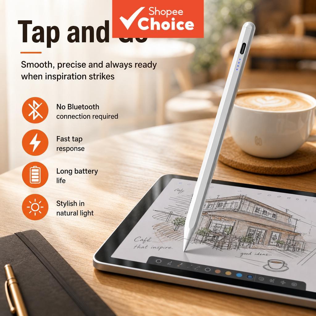 Caneta Stylus Universal para Android iPad, Samsung, Xiaomi, Huawei e Tablets - Lápis de Toque Magnético Recarregável