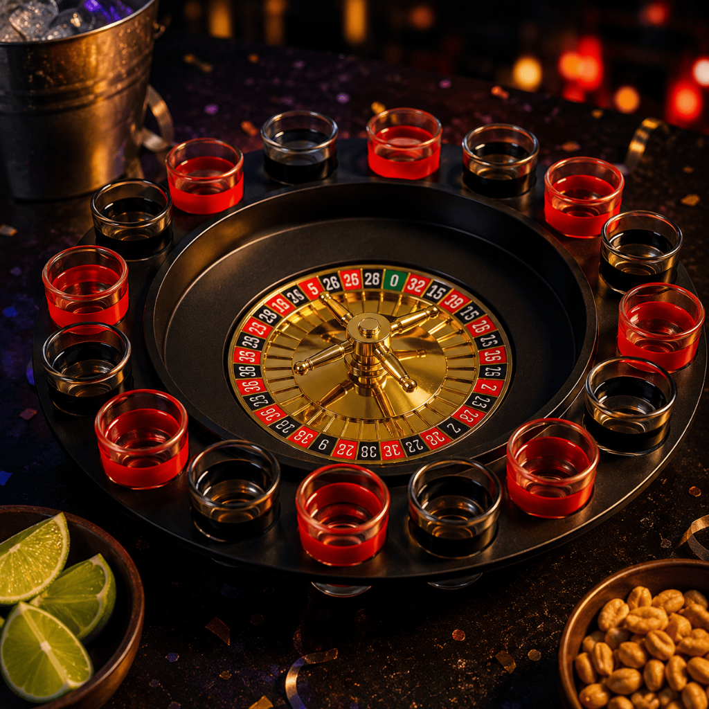 Jogo Roleta de Drinks com Copos Shot Jogo de Bebida Festa Bar Adulto Diversão Amigos