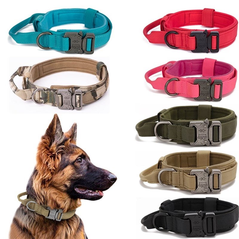 Tático Militar Dog Collar Set Leash Pet Durável Retrátil Leashs Médio Grande Cães De Pequeno Porte Pastor Alemão Formação Accessorie