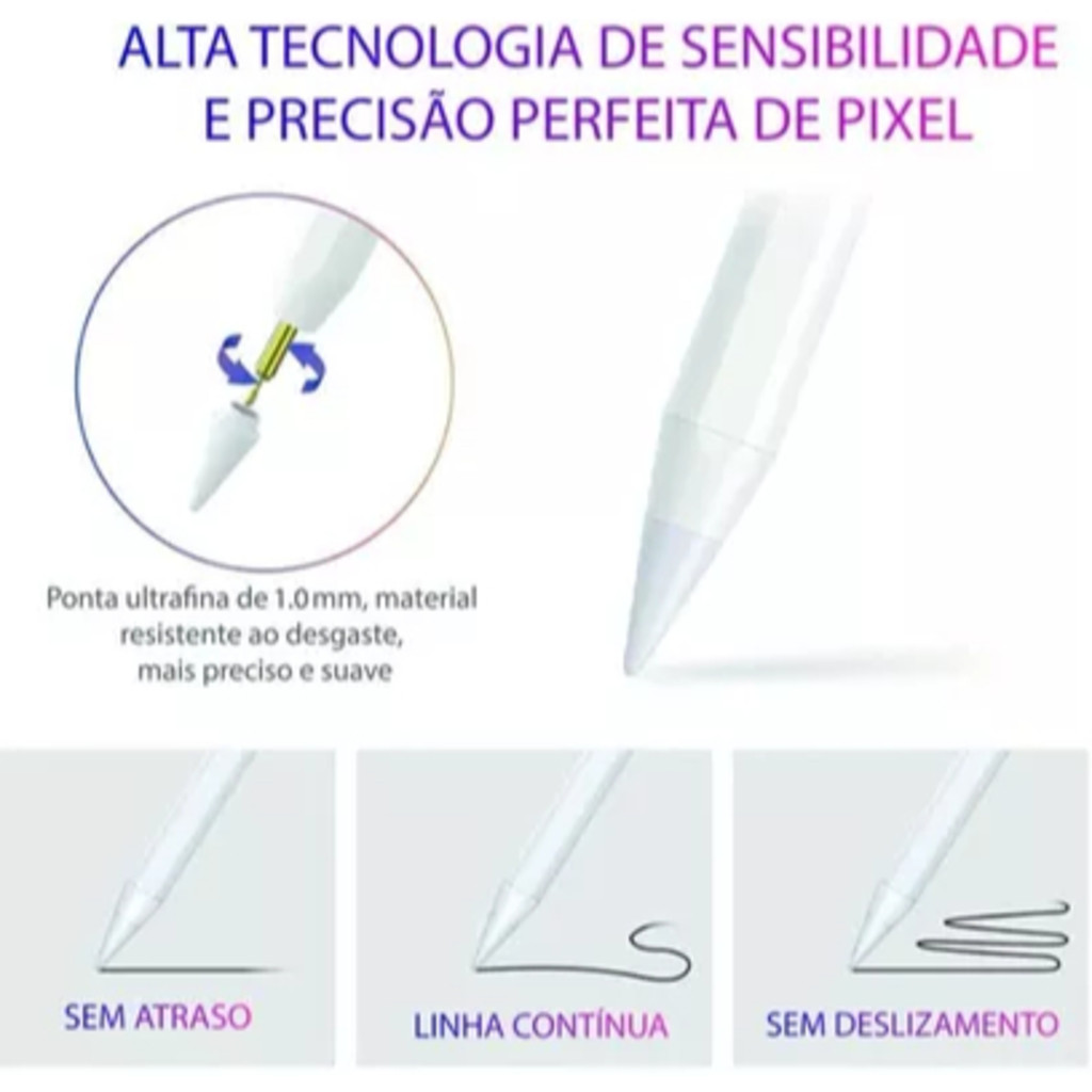Caneta Touch Screen Ponta Fina Desenho iPhone Android Alta Precisão Universal Design Grafico Tarefas Diaárias Tecnologia