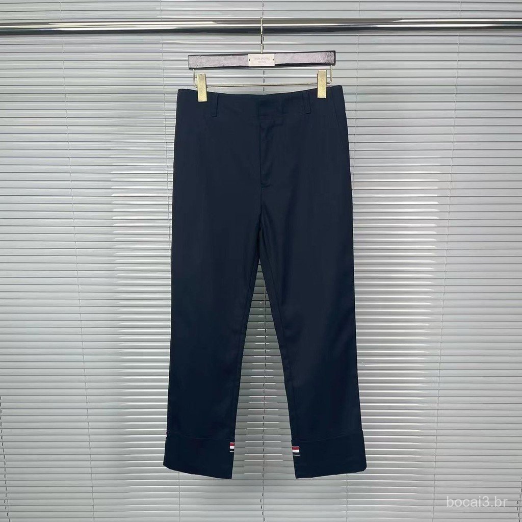 DCVN Early autumn new style navy blue pure cotton cropped pants, suitable for business casual wear and versatile