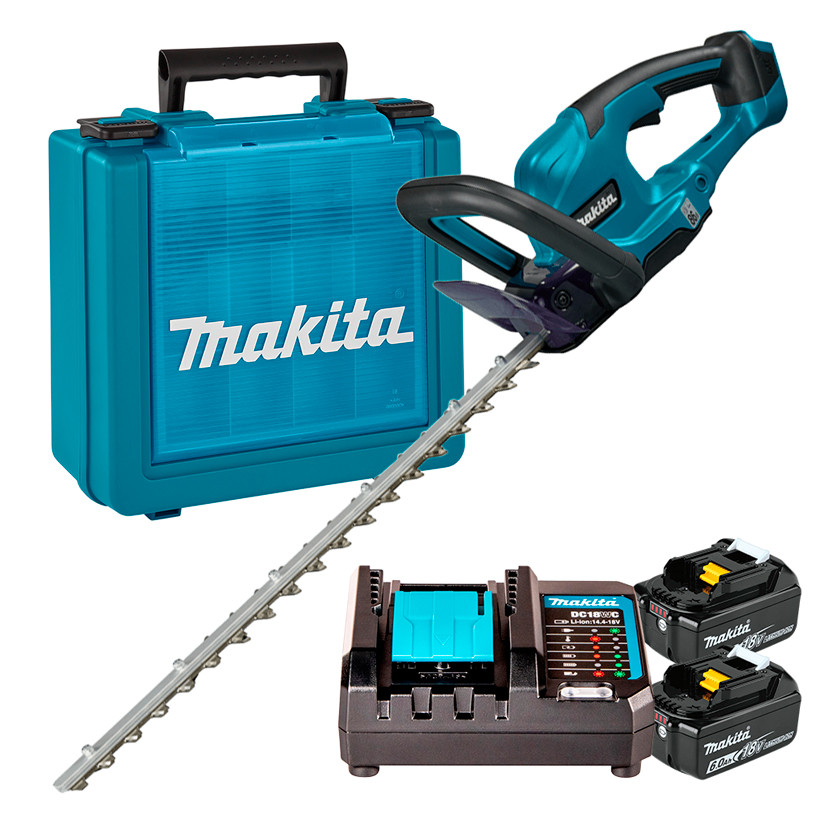 Aparador Cerca-Viva a Bateria 18V LXT Makita DUH507Z + Kit Energia 2 Baterias 18V 6Ah + Carregador + Maleta KITMAK1860B