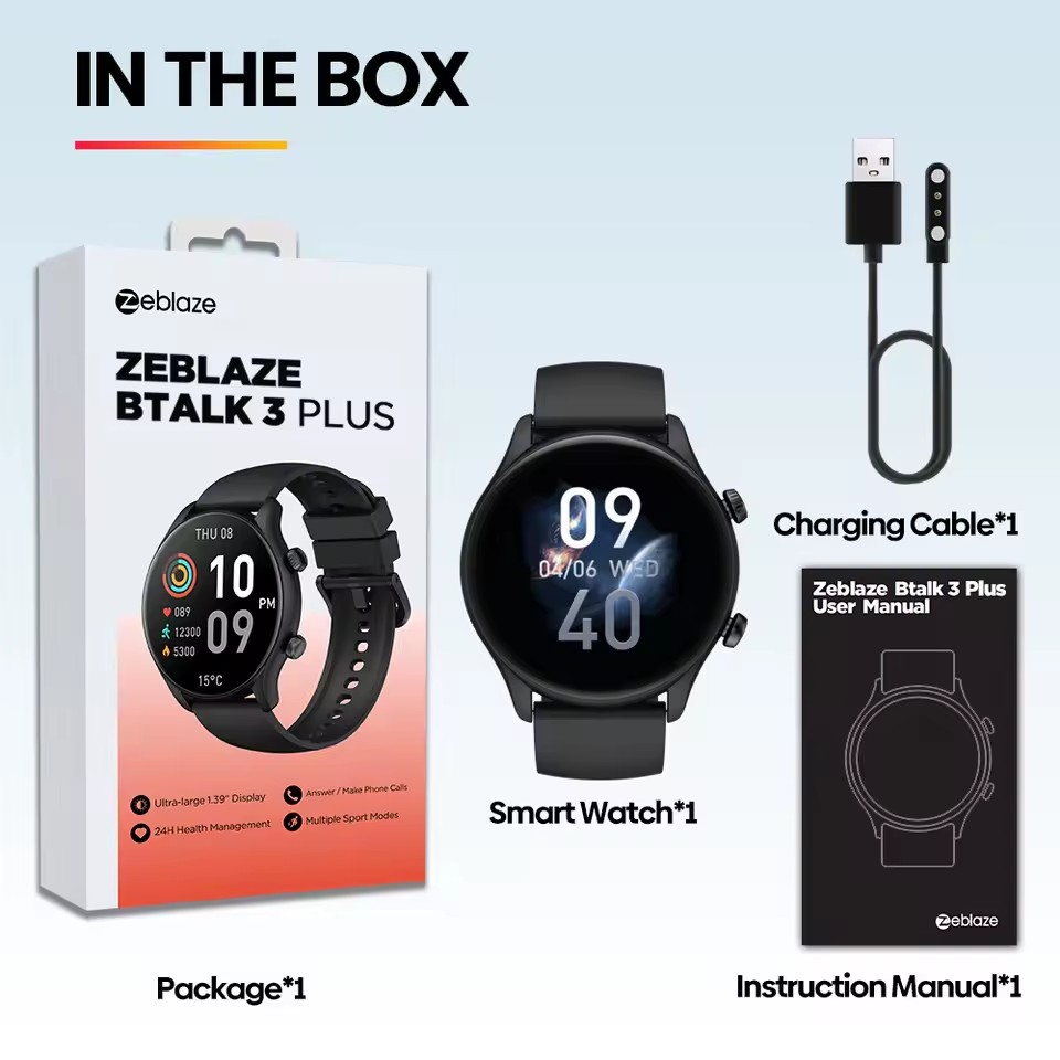 Zeblaze Btalk 3 Plus Smartwatch para Homens e Mulheres, 1.39 