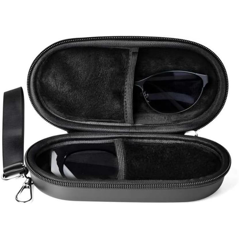 double glasses case - with Carabiner & Detachable Wrist Strap, Holds 2 Pairs of Sunglasses/Glasses
