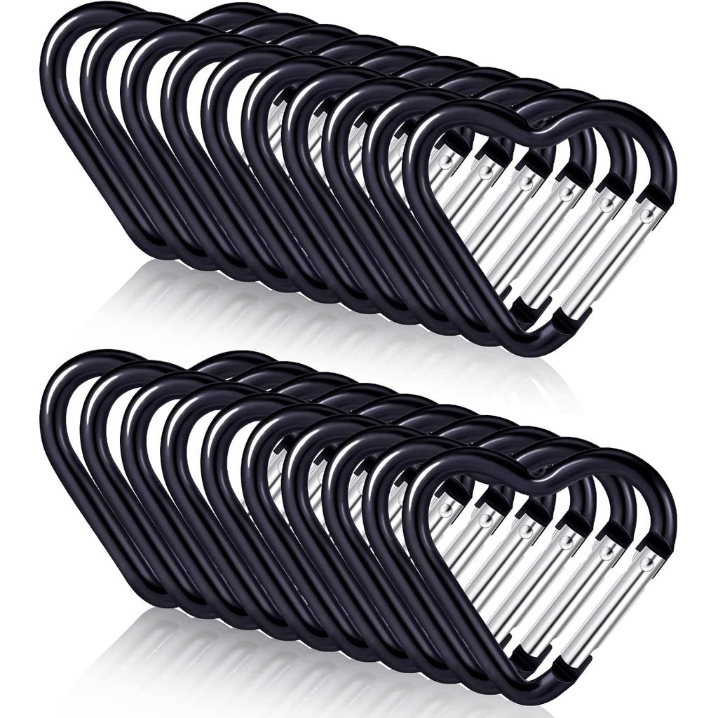 Ferraycle 20 Pcs Heart Shaped Carabiner Clip Heart Keychain Clip Aluminum Alloy Keychain Clips Spring Snap Hook Spring L