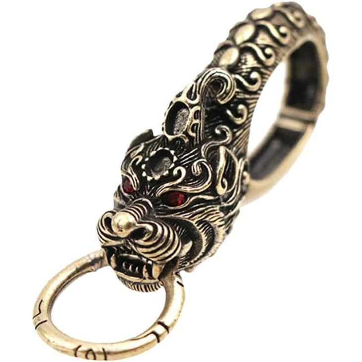 Garneck Vintage Brass Keychain Brass Dragon Design Swivel Snap Hook Handmade Key Chain Keyring Carabiner Clip Bottle Ope