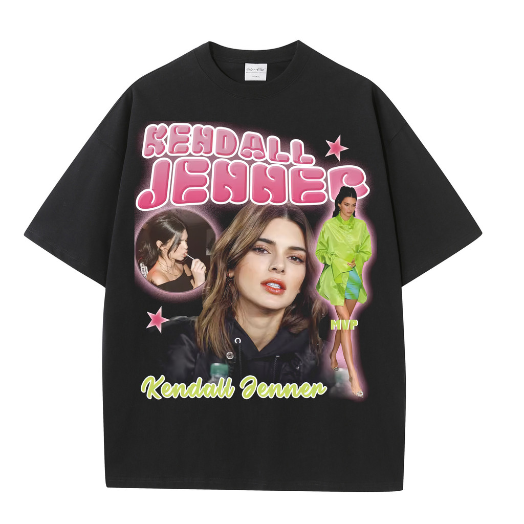 Camiseta Unissex Oversized Plus Size Feminina Masculina Kendall Jenner Kardashian Vintage Digital  Estilosa Moderna