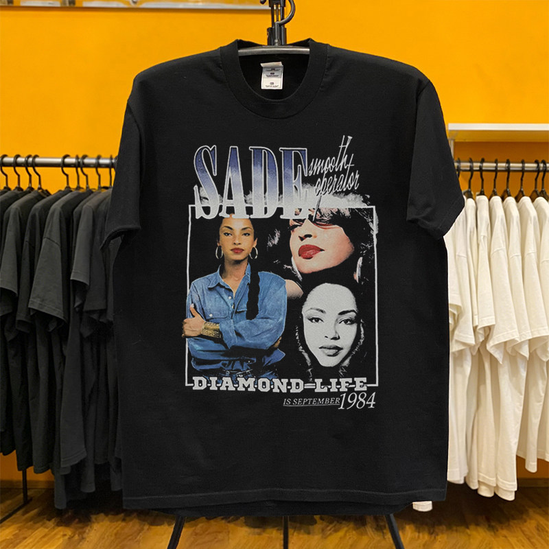 Music.Soul Camiseta Unissex Sade Singer Retrato Vintage Estampa Digital Confortavel Estilosa Elegante Moda Casual