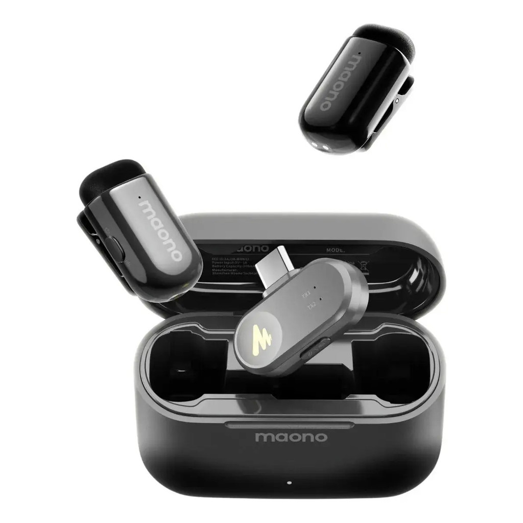 Kit Microfones Lapela Sem Fio Maono Wave T1 Mini Usb Tipo-c Preto