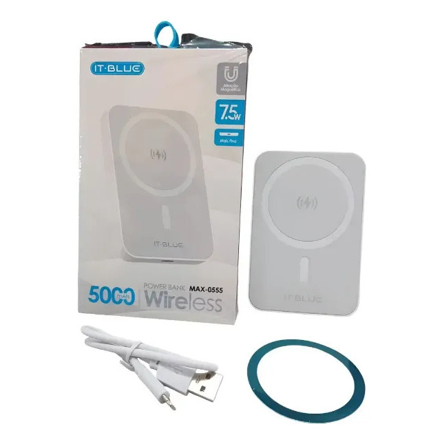 Carregador Power Bank Indução Wireless 5000mah 7.5w It-blue