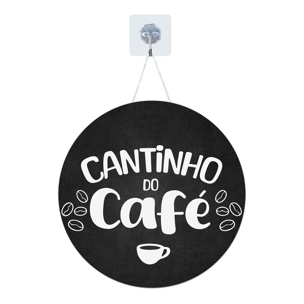 Placa Enfeite Porta Cozinha Decorativa MDF Adesivado Cantinho do Café Coffee 25cm
