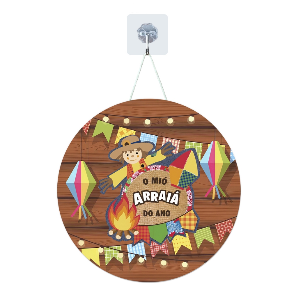 Placa Enfeite Porta Guirlanda Decorativa MDF Adesivado Festa Junina Arraiá São João 25cm