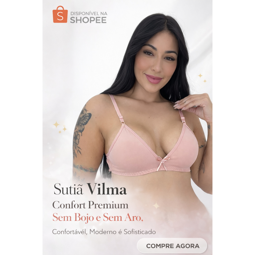 Kit De 2 Sutiã Vilma Premium Comfort, Sem Bojo, Sem Aro, Design Moderno, Confortável e Sofisticado