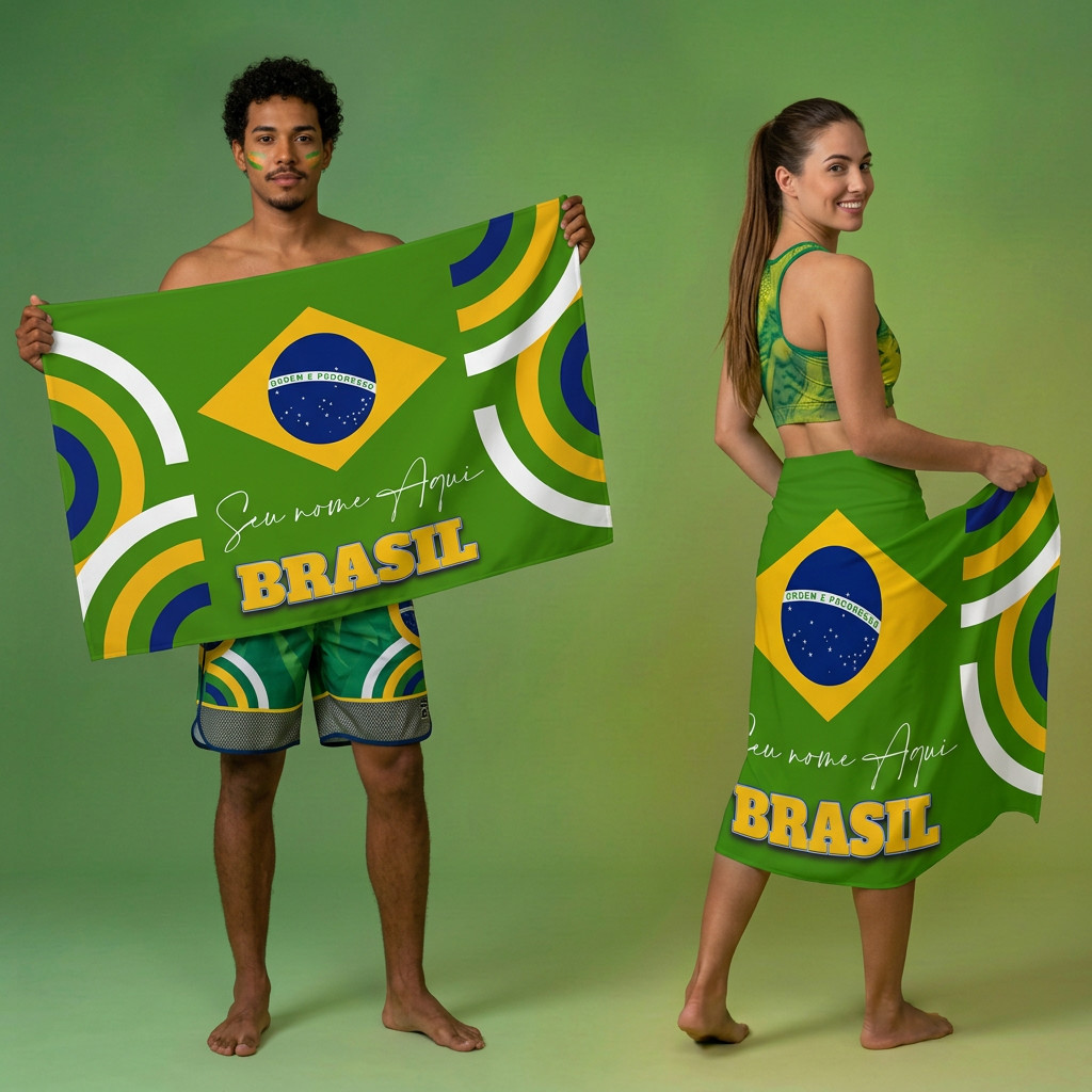 Kit Torcida Premium: Canga Personalizada e Toalha Duo-Comfort