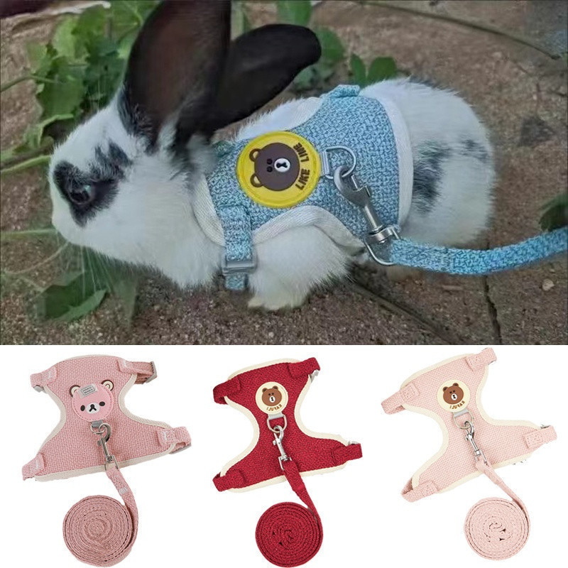 Impressão Dos Desenhos Animados Do Gato Coelho Arnês E Trela Set Coelhos Pet Acessórios Bunnies Colete Roupas lapin