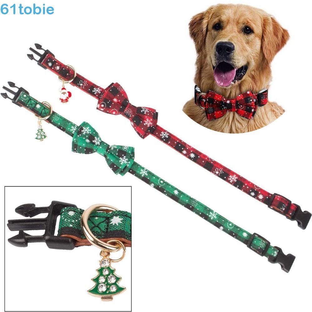 TOBIE 2 Pçs/Set Coleira De Cachorro De Natal , Gravata Ajustável Para Animais De Estimação Com Padrão De Floco De Neve ,