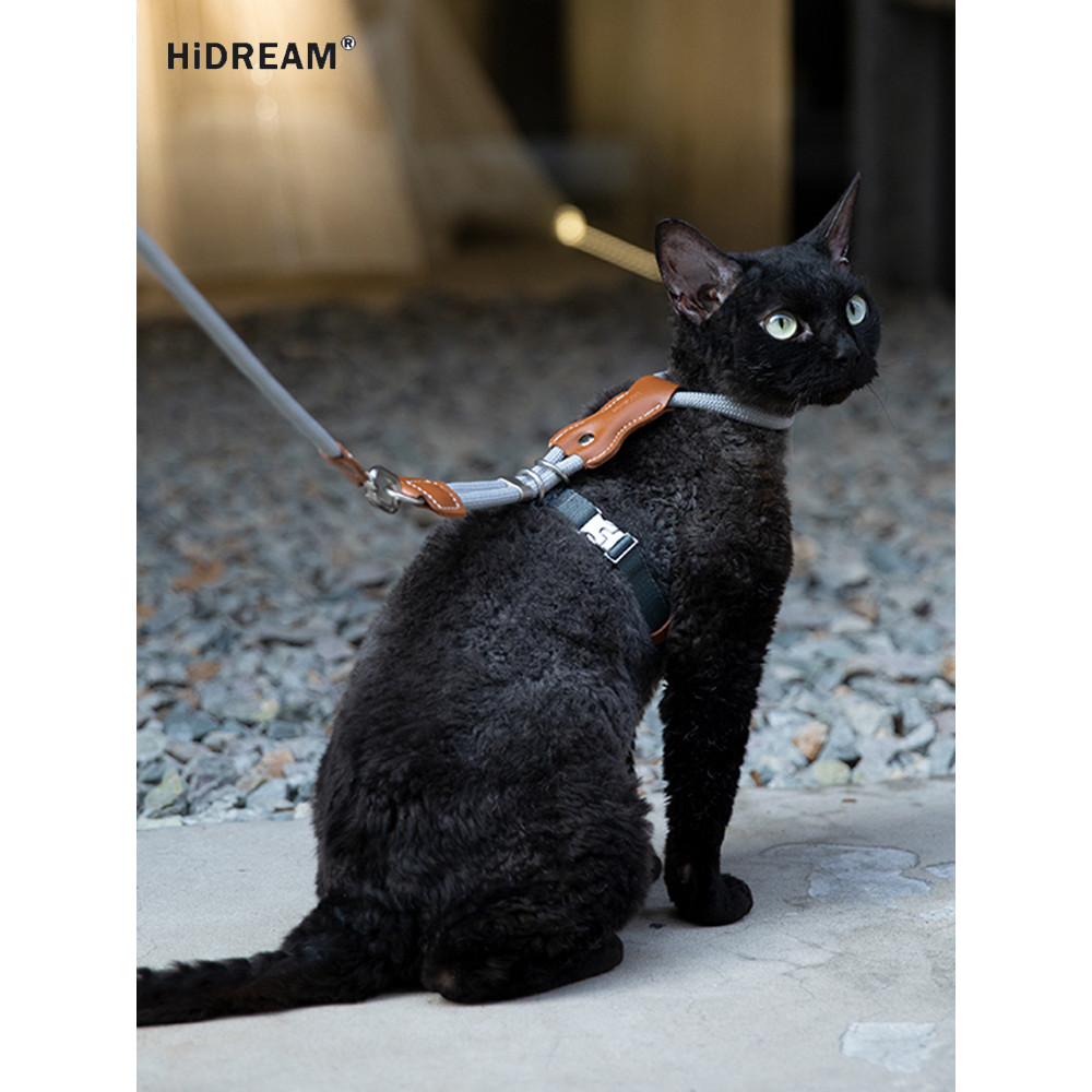 HiDREAM Cat Chest Strap Set Couro Ajustável em forma de I Resistente a quebras Não abafado Corda de tração para gatinhos