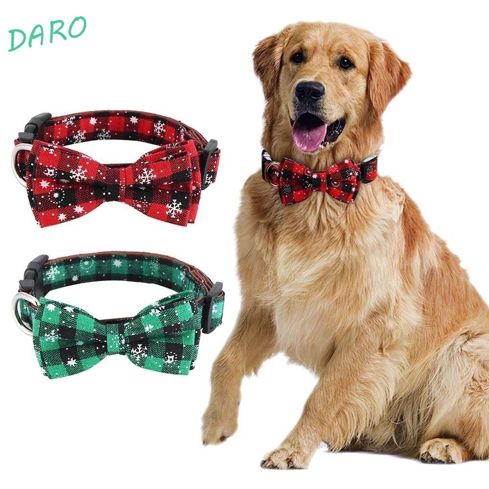 DARO 2 Pçs/Set Coleira De Cachorro De Natal , Gravata Ajustável Xadrez Verde Vermelho Para Animais De Estimação , Filhot