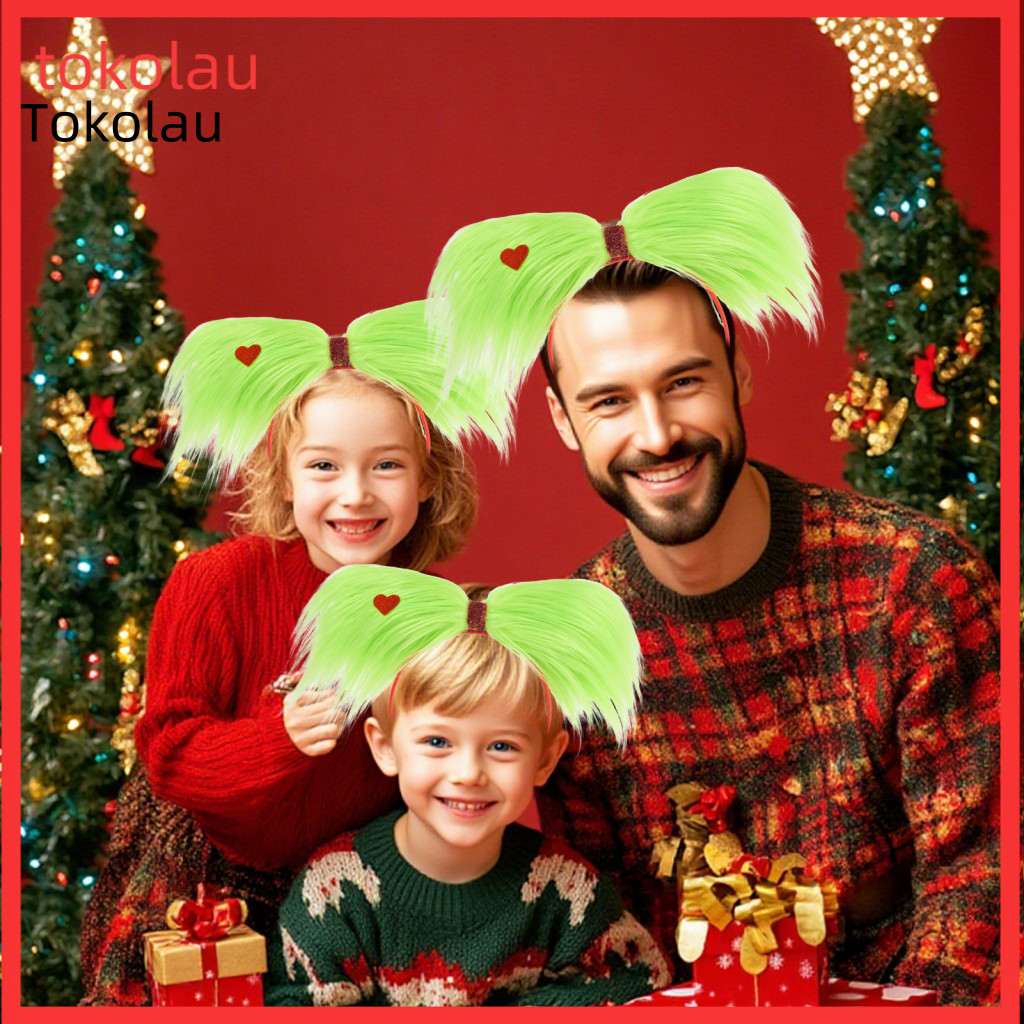 Cosplay Headband Christmas Green Fluffy Hair Hoop Lightweight Festive Versatile Accessory for Holiday Party and Daily We