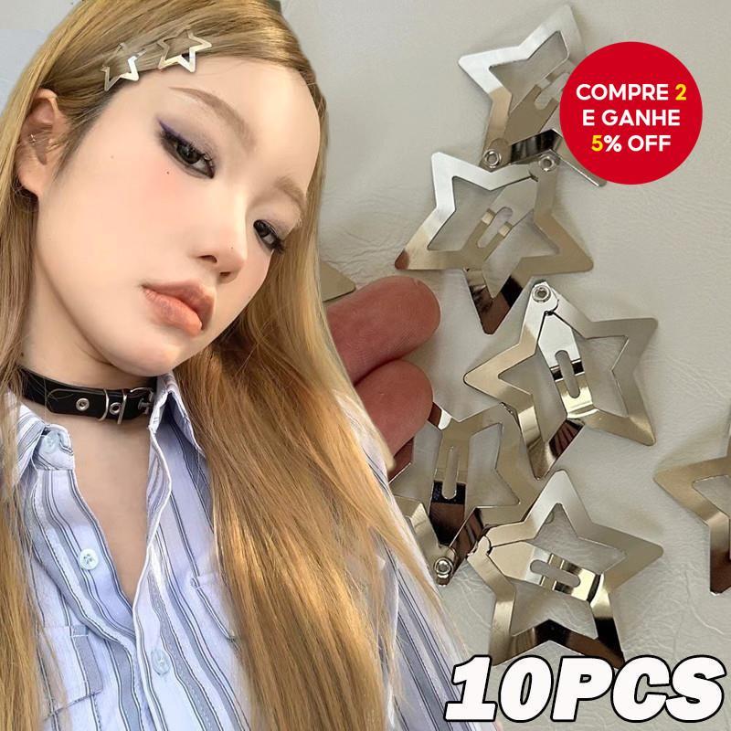 5/10/20/50 Peças De Metal Prateado Estrela De Cinco Pontas BB Grampo De Cabelo/Y2K Sweet Cool Stars Bang Side Clip/Hotti