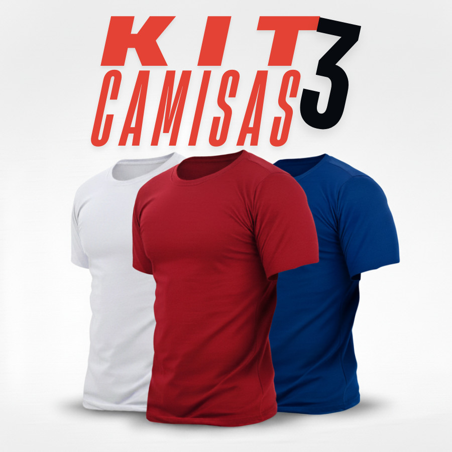 Kit 3 Camisas Masculinas Heavy Cotton  Resistência e Conforto      u Soft