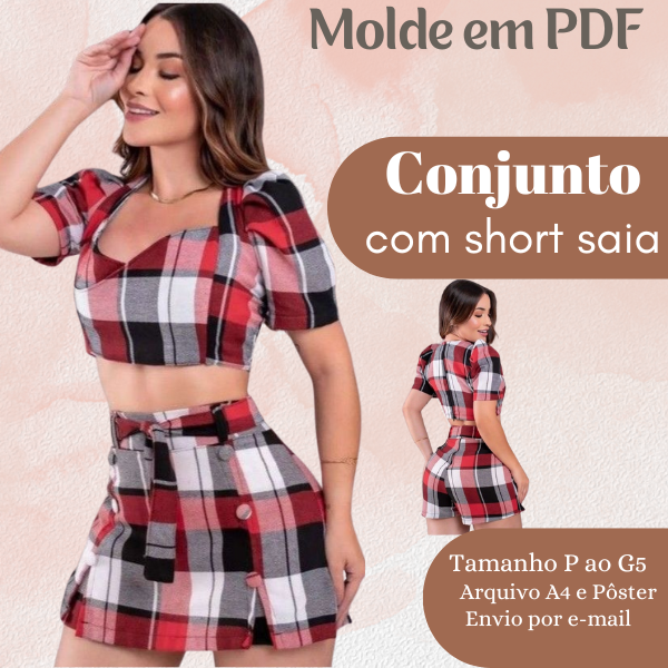 MOLDE EM PDF CONJUNTO SHORT SAIA