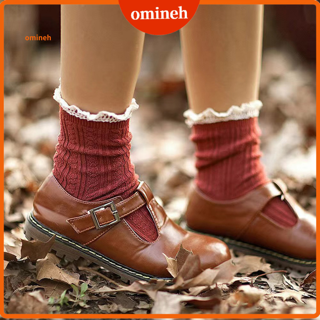 Lazy Pleat Style Socks Breathable Cotton Blend Women’s Ruffle Crew Lace Soft Ankle for Wear Fashion Layering Comfortab